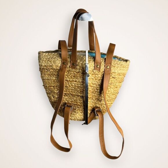 XIX Palms The Shorebreak Picnic Cooler Bag Backpack Jute Woven Handmade With Tag - Picture 10 of 11